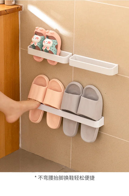 Wandhalterung für Hausschuhe, kein Stanzen, für Badezimmer, Handtuch, Aufbewahrungsregal, Toilette, multifunktionales Abflussregal für die Küche