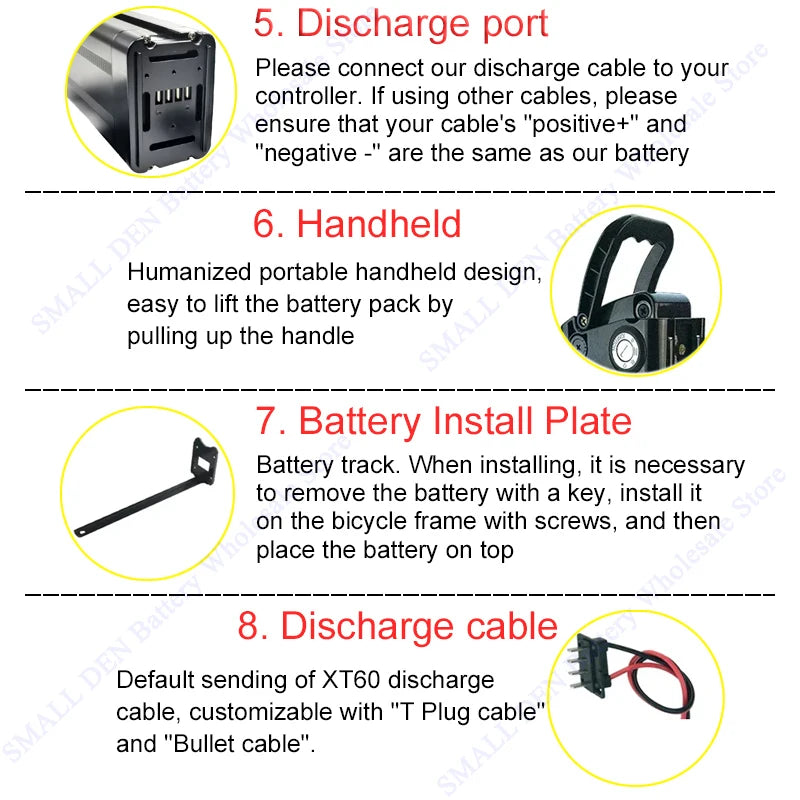 Silver Fish 36V/48V/52V/60V 10Ah 12Ah 15Ah 20A Lithium battery pack For 250W-1800W Folding E-two wheeler Handheld+3A XLR Charger.