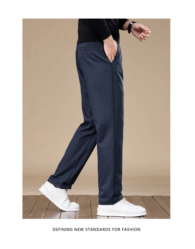 Men's Slim-Fit Straight-Leg Casual Trousers for Young and Middle-Aged Men - New Autumn Collection.