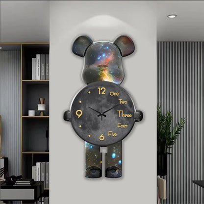 Wand Ästhetische Bär Uhr Moderne LED Licht Einzigartige Bär Stille Uhr Lampe Uhr Luxus Esszimmer Wohnzimmer Dekoration Hause Ornament