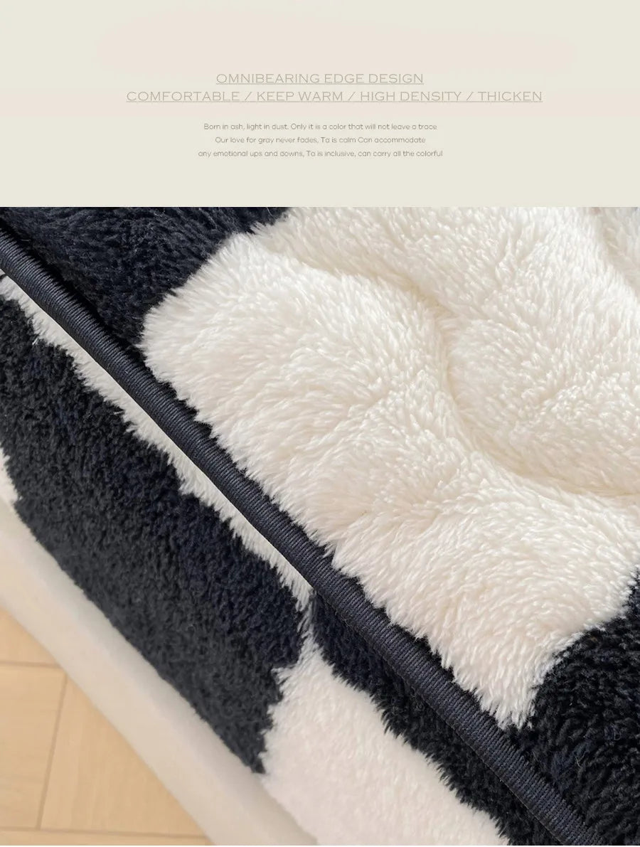 WOSTAR Winter warm coral fleece mattress protector cover fluffy plush plaid print elastic fitted sheet bed protection pad 90x200.