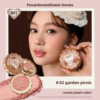 Flower Knows The Sweetie Bear Collection Satin embossed blush Lasting Matte Puffing Natural Brightening Facial Cosmetics 5g