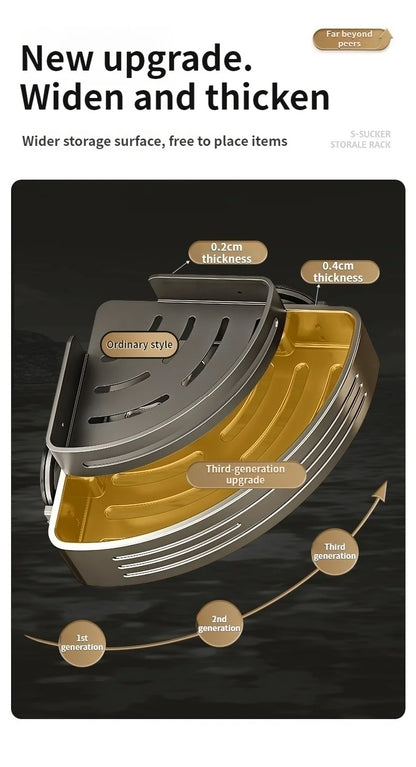 Saugnapf perforationsfreier Raum Aluminium Badezimmer Lagerregal Badezimmer Dreieckskorb Wandaufhänger Badezimmer Eckaufbewahrung