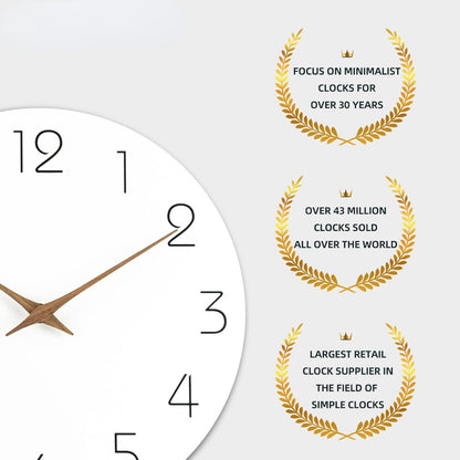 Wanduhr, 30,5 cm, geräuschlos, nicht tickend, Holz-Wanduhren, batteriebetrieben, Holz, weiß, modern, schlicht, minimalistisch, hängende Wanduhr