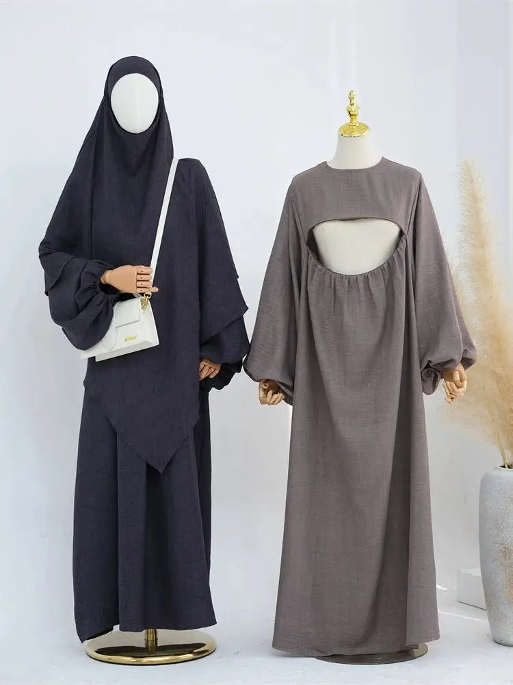 Ramadan Breastfeeding Outfit Prayer Clothes Khimar Abaya Dubai Islam Muslim Hijab Dress Women Kebaya Robe Ensembles Musulmans.