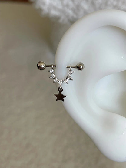 1 PCS Star Silver Color 316L Stainless Steel Ear Bone Nail for Women New Fashion Allergy Prevention Jewelry Gifts.