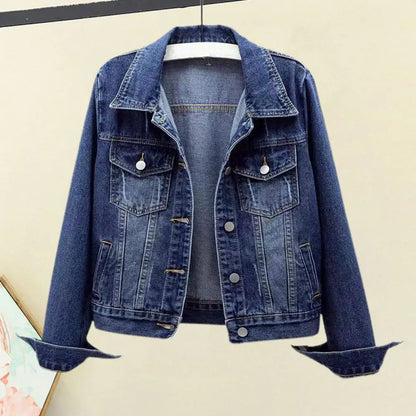 Frauen Denim Jacke einreiher Brust Klappe Tasche Jacke Langarm Dünne Kurze Mantel Retro Damen Denim Jacken Oberbekleidung