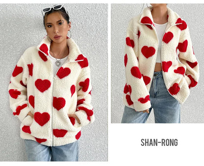Damen-Fleece-Winterjacke aus warmem Plüsch mit Reißverschluss, lässige Damenbekleidung, Fleecemantel, Winterkleidung für Damen-Oberbekleidung