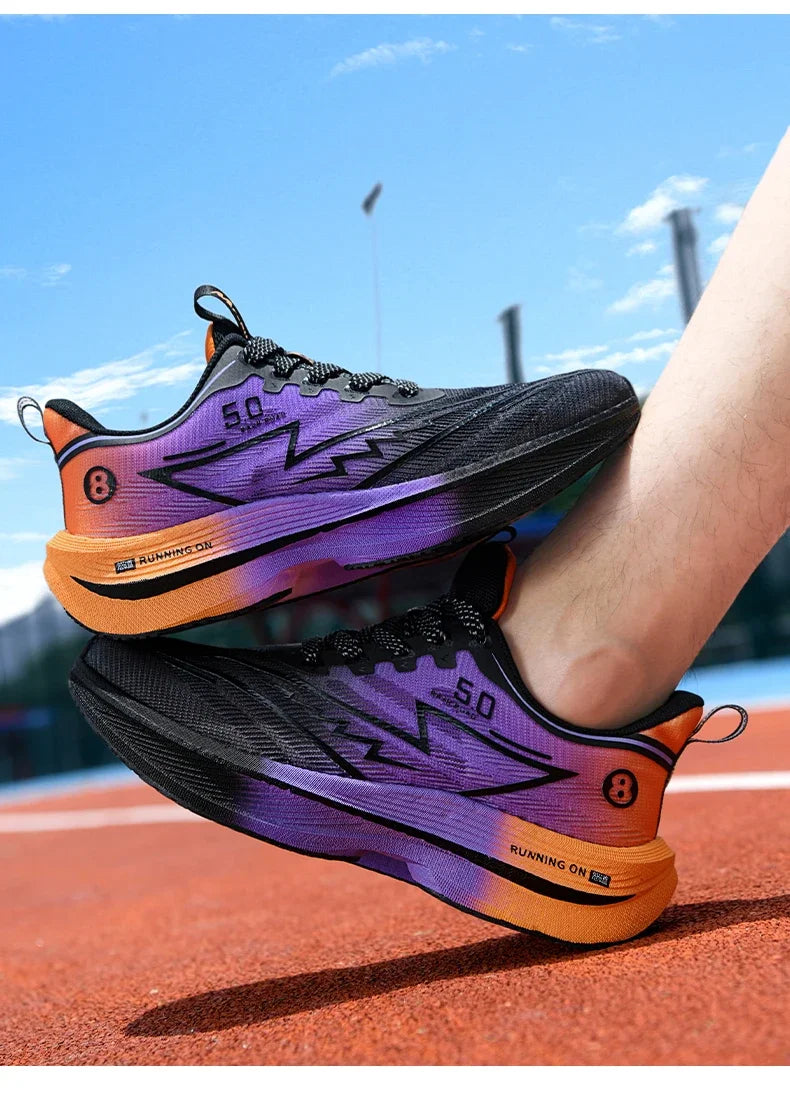 Men Sport Shoes Professional Cushioned Carbon Plate Running Shoes Breathable Lace-up Casual Sneakers Marathon Athletic Footwear