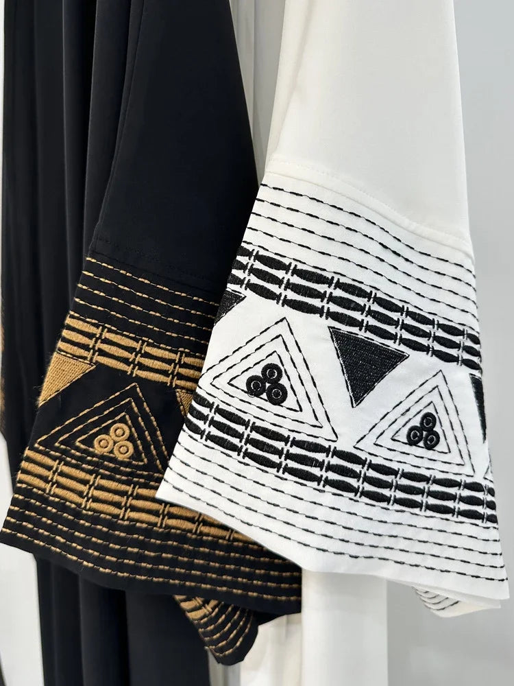 White Black Open Batwing Kimono Abaya Dubai  Islam Muslim Dress For Women Kebaya Kaftan Robe Musulmane Caftan Marocain Femme.