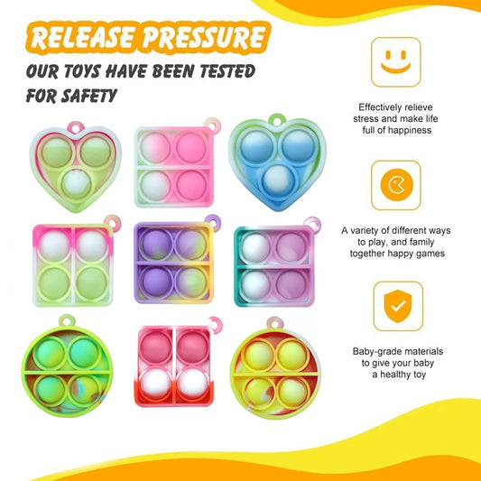 12/24/48Pcs Mini Pop Fidget Toy Pack Kit Keychain Stress Relief Toys Party Favors Office Desk Toy for Kids Adults Brinquedos.