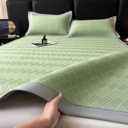 Luxury Summer Carbon Cooling Mat Set Solid Color Queen King Size Bed Mattress and Pillow Case Machine Washable Soft Folding Mat