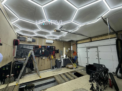 Hexagonal ceiling light BarberShop Car Garage LED Light 6500k LED tube for Gym Bar Hair Salon Library Workshop Auto Body Repair.