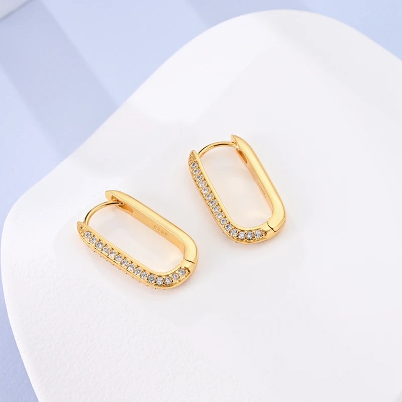 Yellow Gold Starlight Hoop Earrings For Girl Sparkling Classic Snakebone Multi-loop Earrings Star Moon 925 Silver Women Earring.