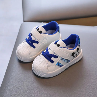 Disney White Casual Shoes For Baby Boy Girl Brand Children Sneaker Mickey Mouse Kids Shoes Toddler Walking Shoes Size 15-25.