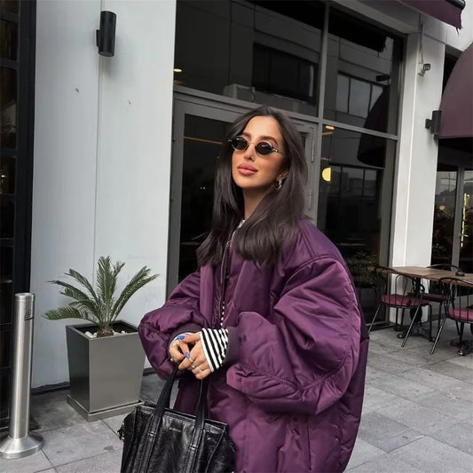 UNIZERA2023 Herbst und Winter Neue frauen Mode Stil Stehkragen Solide Lose Fit Flieger Jacke Baumwolle Mantel
