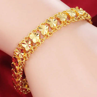 925 Silver 24k Gold Plated Women's Bracelet 18cm - 19cm Chain Bracelet Fine Jewelry.