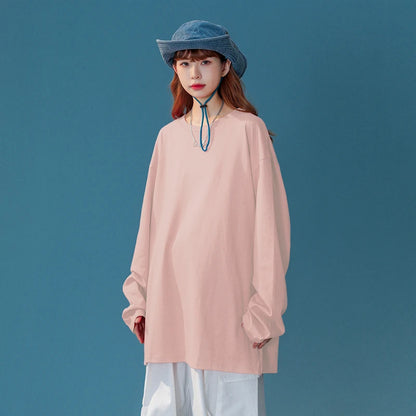 COUTUDI-Oversized T-Shirt for Women, Loose Pullover,Long Sleeve, Casual 100% Cotton Tee Shirt, Lady Tops, Korean Streetwears
