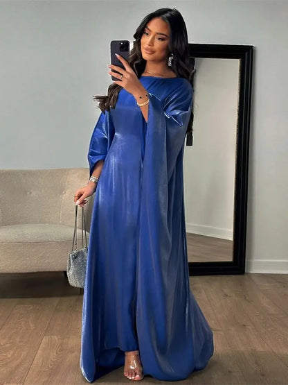 Ramadan Satin Abaya Islam Muslim Summer Batwing Sleeve Maxi Dress Kebaya Abayas For Women Kaftan Robe Musulmane Femme Vestidos.