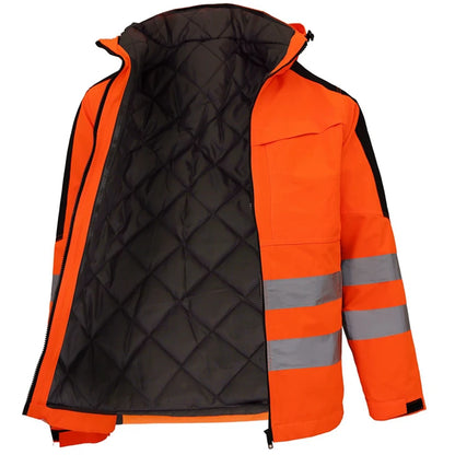 High Visibility Workwear Winter Clothes Hi Vis Suit Reflective Jacket Waterproof Winter and Pockets Reflective Work Pants Set