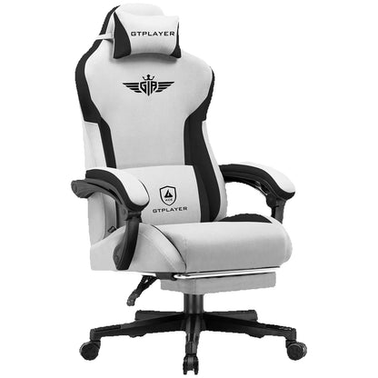 GTPLAYER Gaming Stuhl, Ergonomischer Gamer Stuhl aus Stoff mit Lendenwirbelstütze, PC-Stuhl mit verbreiterter Rückenlehne