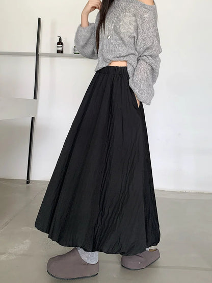 High Quality Cotton-padded Bud Skirts Women  Fall Winter Pocket Long Skirts Female Korean Fashion Apricot Streetwear Faldas 2025.