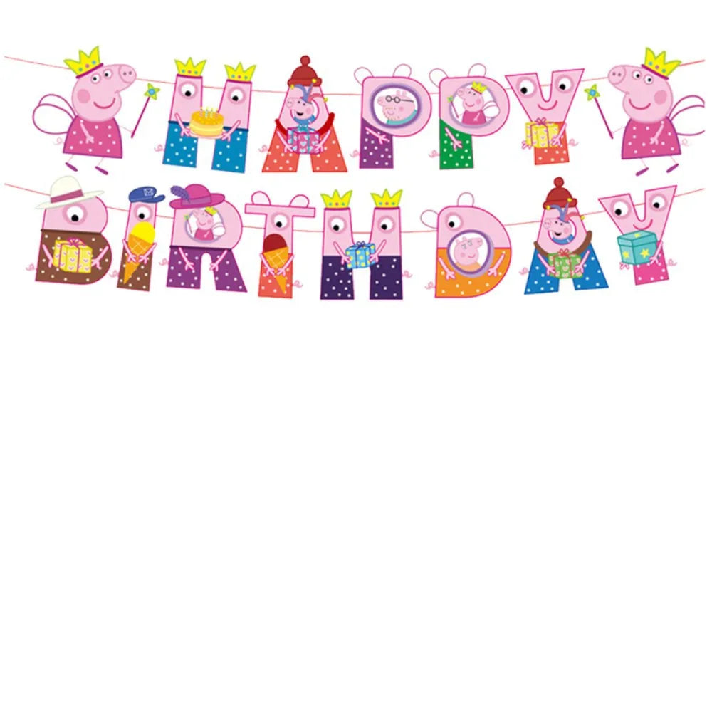 Cartoon Peppaed Schweine Geburtstag Party Dekoration George Seite Pappteller Einweg Geschirr Ballon Für Kind Event Liefert