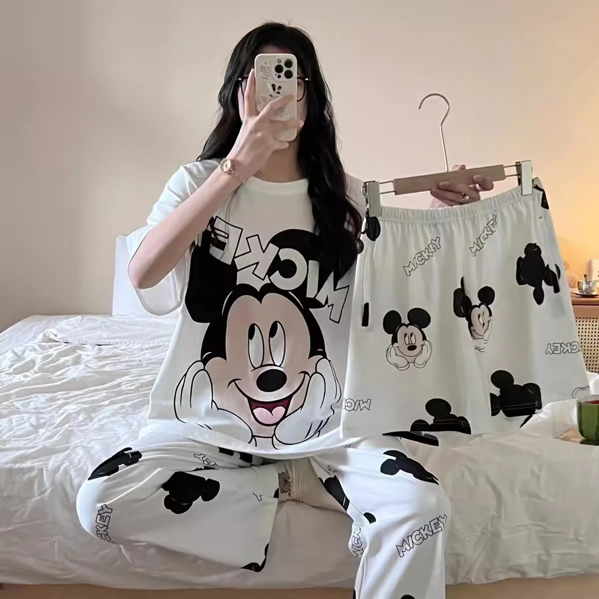 3 Teile/satz Damen Pyjamas Freizeit Sommer Homewear Set süße Pyjamas Minnie Cartoon Pyjama.