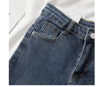 High-Waisted Slimming Jeans Women's Spring Summer New Style Outerwear Tight Fitting Elastic Waistline Legging Shoes.