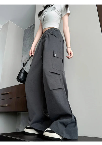 Amerikanischer Fallschirm mit niedriger Taille für Damen im Frühling und Herbst 2022, neue Bergsteiger-Jogginghose mit weitem Bein, schlanke Sport-Arbeitshose