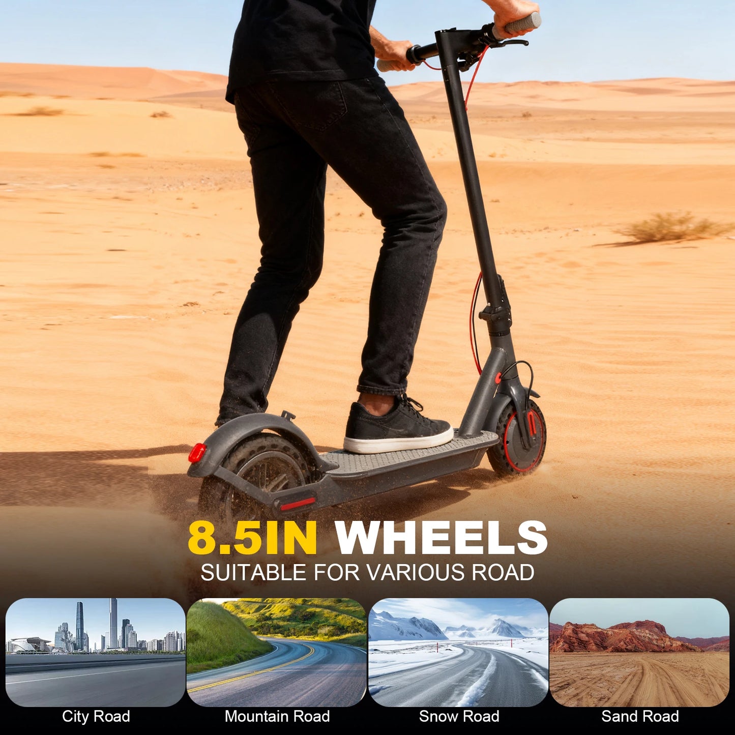 LADPED 350W Scooter Electric 36V Large Capacity Battery Folding Electric Kick Scooter with 8.5 Inch Explosion-proof Tire 31KM/H.