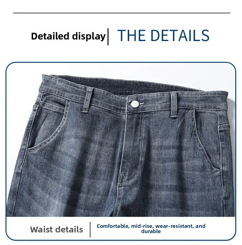 Autumn Winter Men's Fashion Casual Stretch Straight-leg  Jeans Men Streetwear Denim Jogger Pants Men Baggy Harem Jean Trousers.