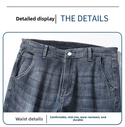 Autumn Winter Men's Fashion Casual Stretch Straight-leg  Jeans Men Streetwear Denim Jogger Pants Men Baggy Harem Jean Trousers.