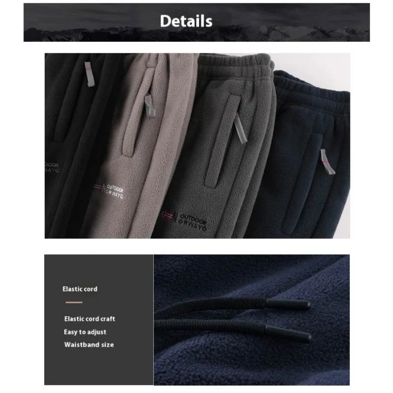 Men's Polar Fleece Pants Winter Thicken Warm Casual Fleece-Lined Jogging Sweatpants Men Loose Oversized Straight Trousers Male.