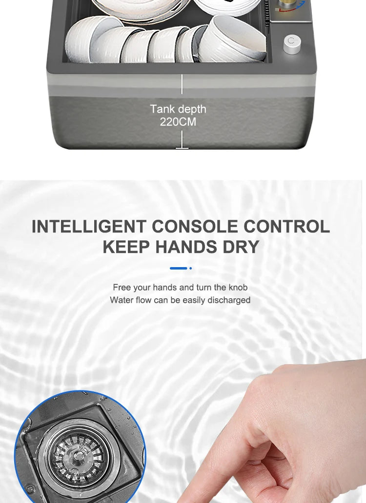 Kitchen Sink Stainless Steel Large Single Slot Multifunctional Tank Wash Basin With Waterfall Faucet Lowe Price