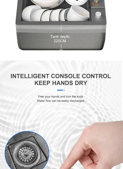 Kitchen Sink Stainless Steel Large Single Slot Multifunctional Tank Wash Basin With Waterfall Faucet Lowe Price