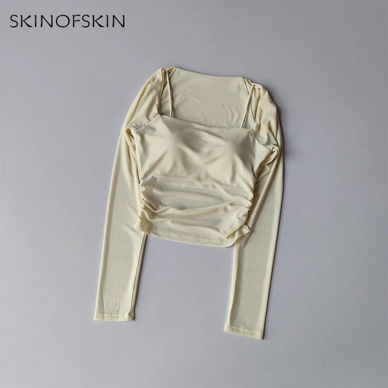 Yoga Clothes Women Sports Tops Fixed Chest Pads Mesh Splicing Slimming Long Sleeves Fashionable Running Training Fitness Clothes.