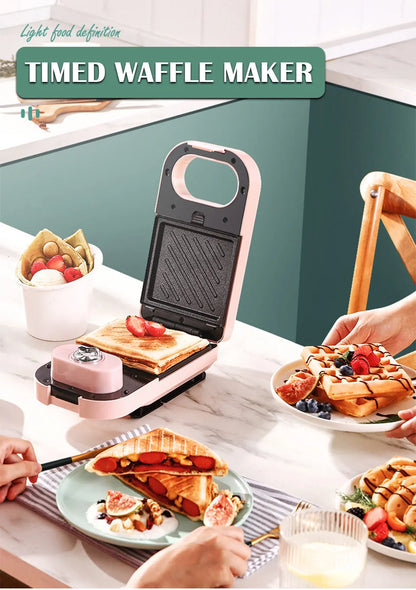 Electric Sandwich Maker Breakfast Machine Household Light Food Multi-Function Waffle Maker Takoyaki Toast Donut Pressure Toaster.