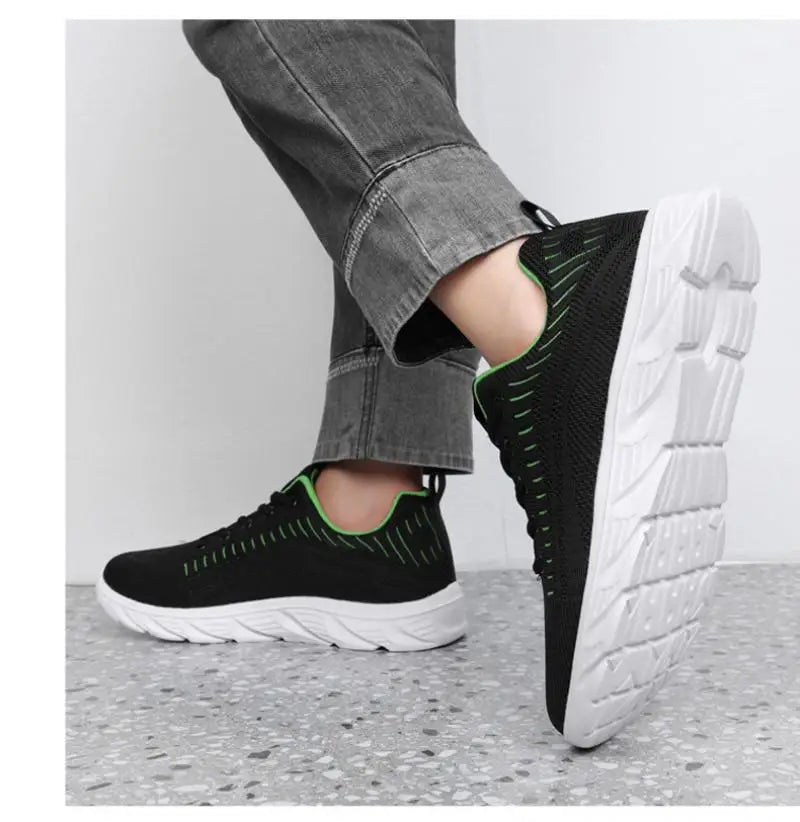 Men's Trendy Lace Up Knit Sneakers Casual Outdoor Athletic Running Walking Gym Shoes