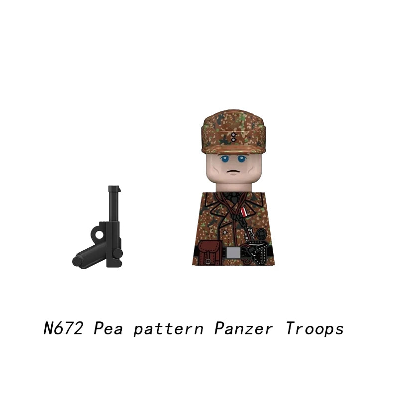 Military WWII Figure Building Blocks Accessories MP40 Rocket Launcher MG42 Officer Army Camouflage Soldier Pzf 98K Toy Gift N029