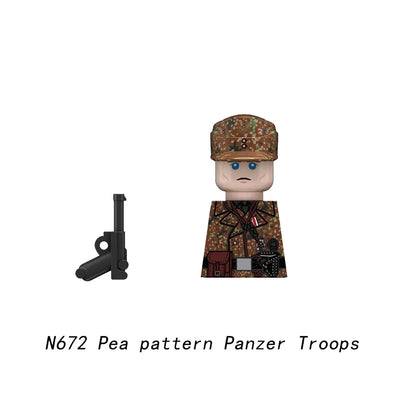 Military WWII Figure Building Blocks Accessories MP40 Rocket Launcher MG42 Officer Army Camouflage Soldier Pzf 98K Toy Gift N029