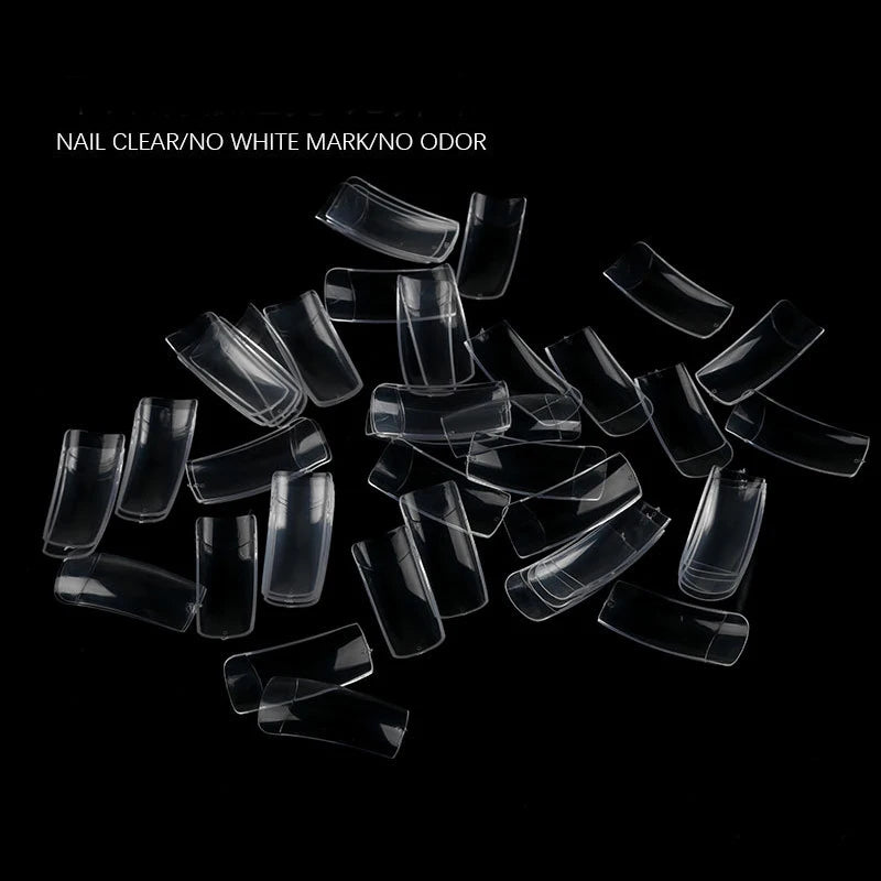Set of 500 Natural Clear Full Cover False Nails and French Half Tips for Nail Art Manicure 10 Sizes.