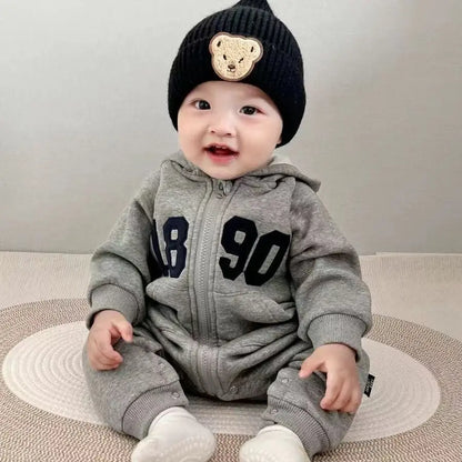 2024 herbst Baby Jungen Casual Print One Piece Langarm Strampler Infant Kleinkind Sport Overall.