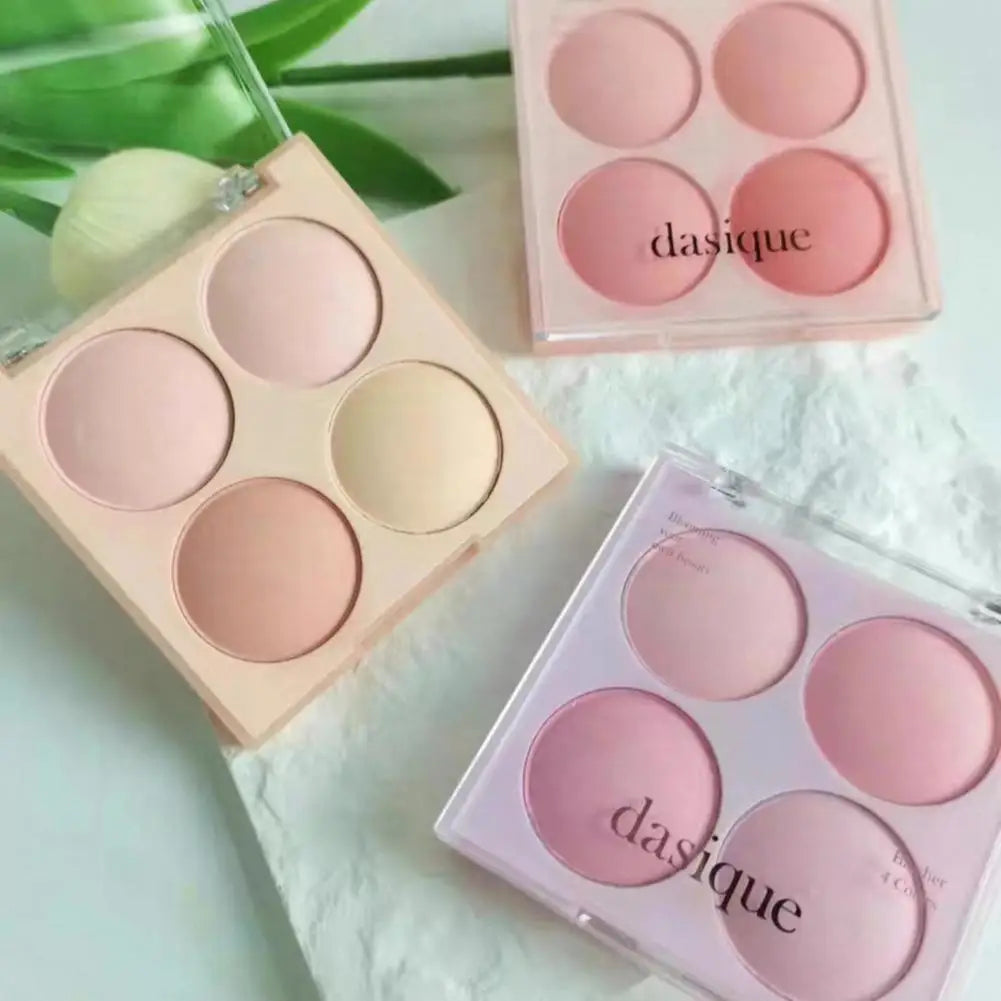 Korean Dasique 4 Colors Blush Powder Velvet Peach Pink Blush Palette Sweet Natural Cheek Contour Tint   Korean Makeup Cosmetics.