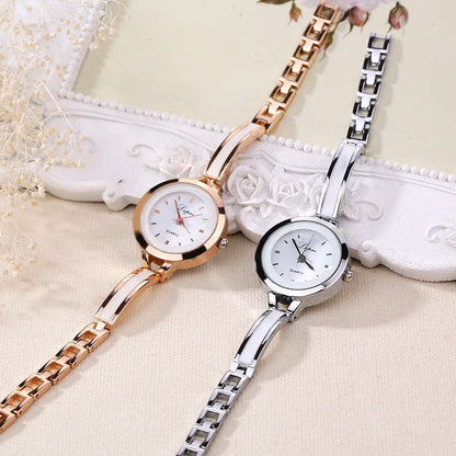 Women Luxury Rose Gold Silver Bracelet Wristwatch Ladies Alloy Simple Casual Quartz Watch Clock Watch for Women Watches Ladies.