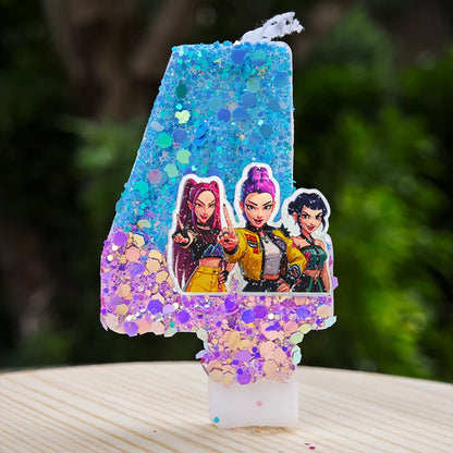 Anime Kpop Dämon Jäger Thema Kerze 3D Nummer 0-9 Kinder Geburtstag Kuchen Dekoration Baby Shower Party Zubehör geschenke