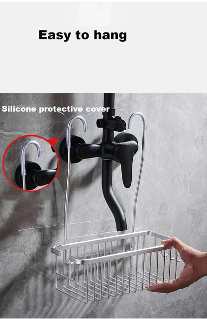 Kein Bohren, abnehmbares Regal, Aluminium-Badekorb, perforationsfreies Shampoo-Regal für Badezimmerregale zur Aufbewahrung von Dusch-Organizern