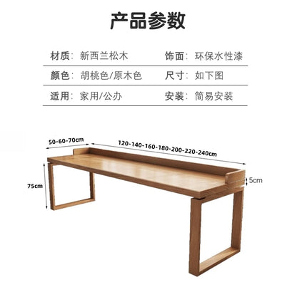 Solid wood double desk against the wall Long table Household simple modern student writing desk Study table Office computer desk