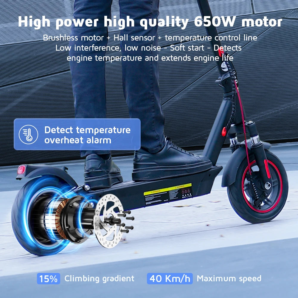 iScooter i10 Foldable Adult Electric Scooter E-Scooter 40 KM/H Electric Kick Scooter 650W Skateboards 36V 15Ah Kickboard.