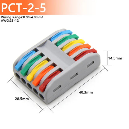 1~100pcs Quick Wire Connectors Universal Compact Splicing Wiring Cable Connection 0.08-4.0mm2 Push-in Conductor Terminal.